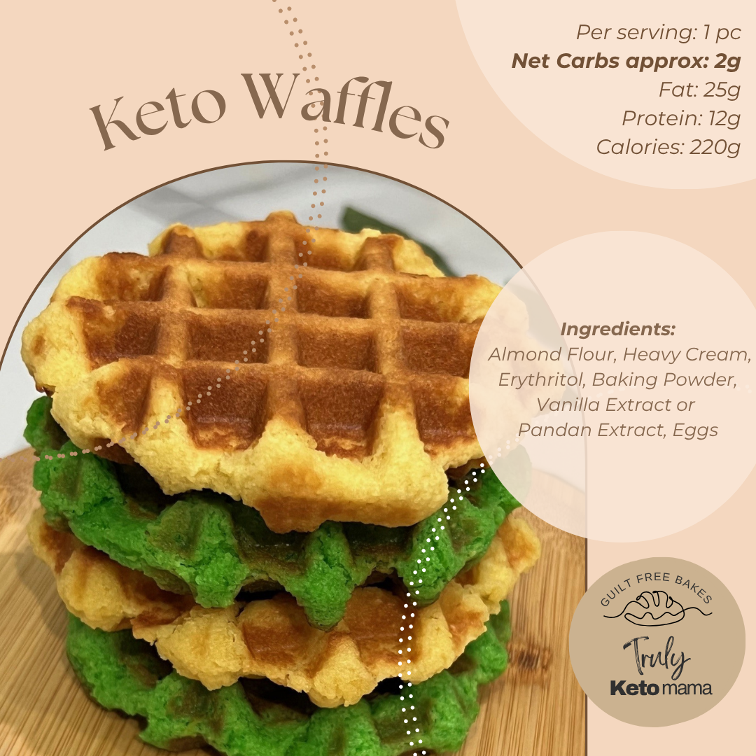 Keto Waffles (pack of 8 - 4pc Original 4pc Pandan)