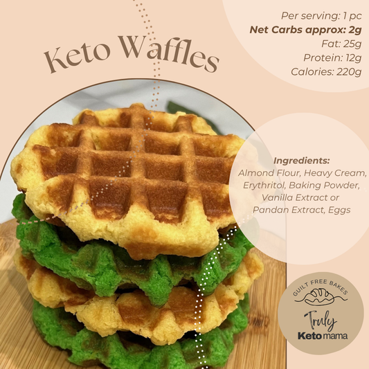 Keto Waffles (pack of 8 - 4pc Original 4pc Pandan)